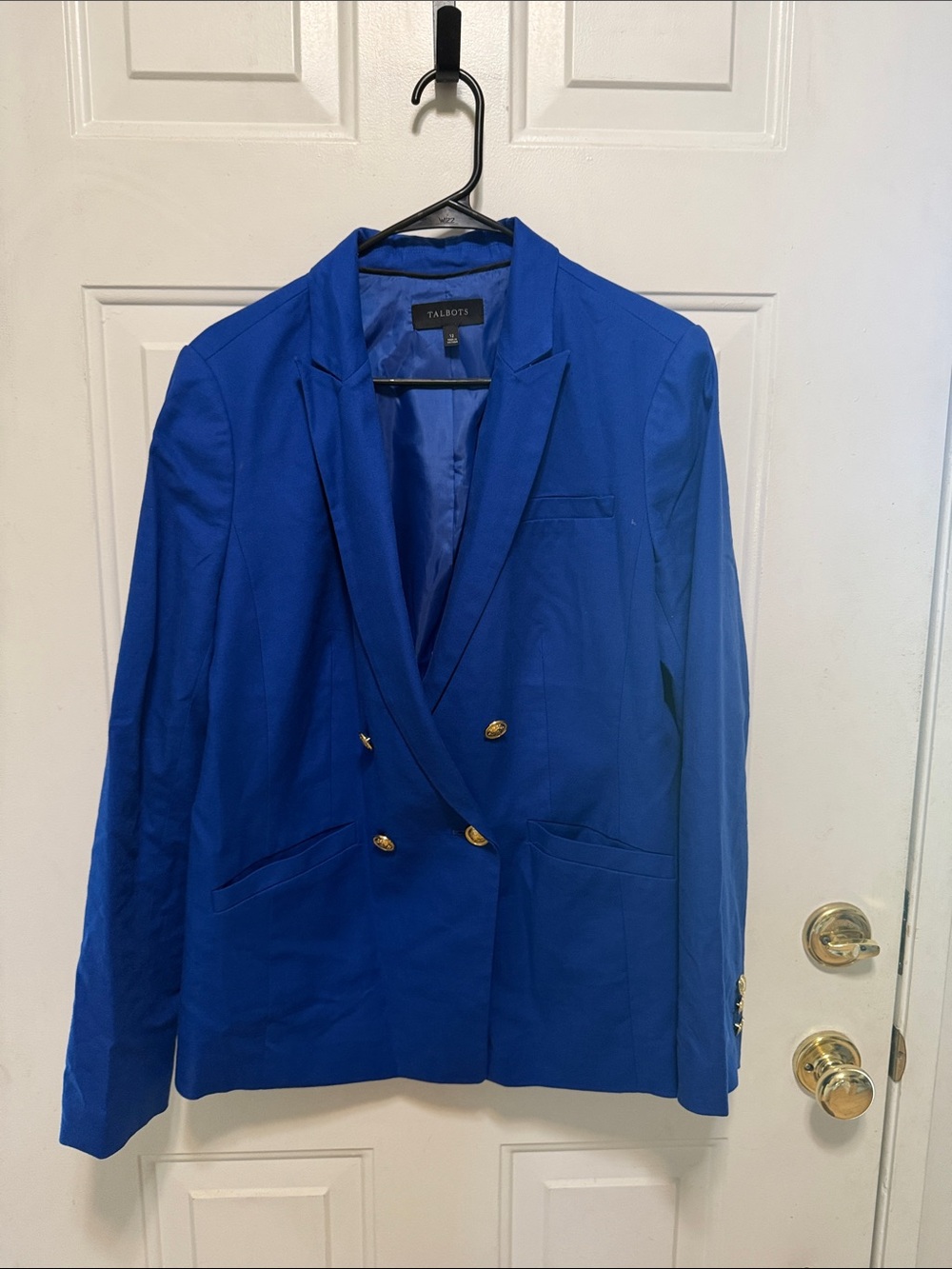 Talbots Cobalt Double-Breasted Blazer with Gold Buttons